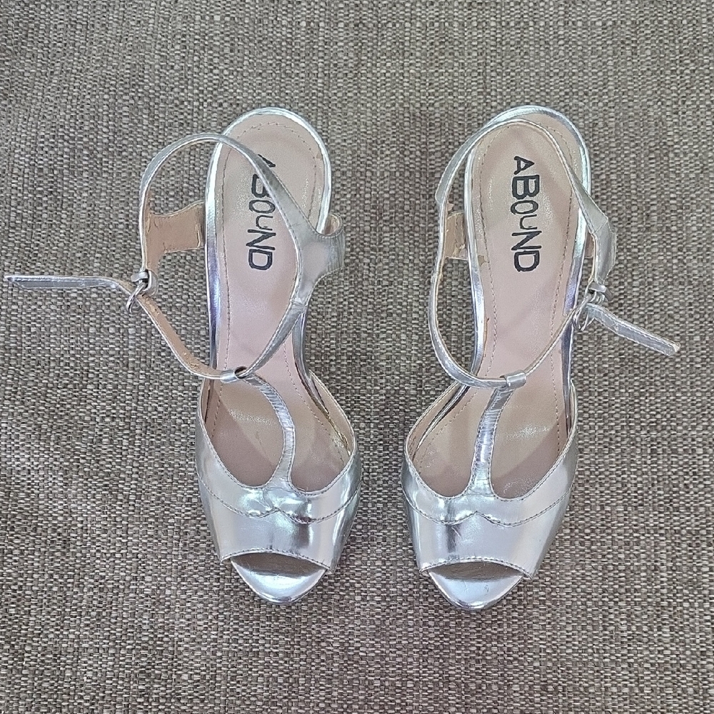 Abound Shiny Silver Open-Toe Heels